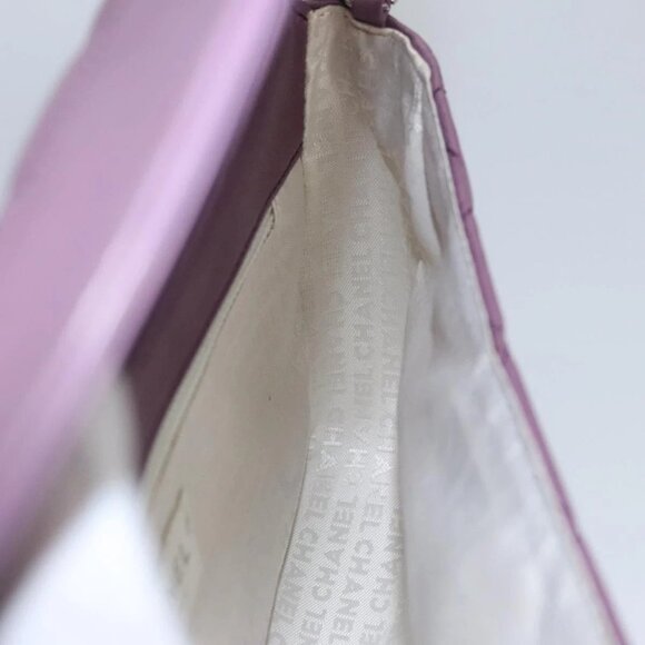 CHANEL Matelasse Chain Shoulder Bag Lamb Skin Purple CC Auth 110303AV - Picture 10 of 16